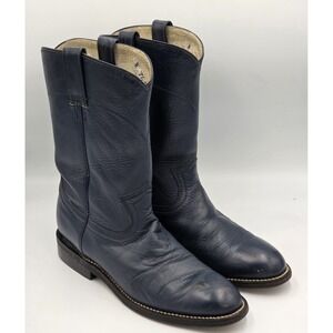 Vintage Cowtown Blue Leather Roper Western Cowboy Boots Women's Size 7.5